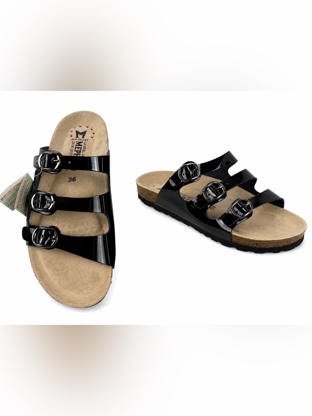 Mephisto Nolene Black Patent Leather Triple Strap Slide Sandals| NWT |EU 36 US 6 - Picture 10 of 10